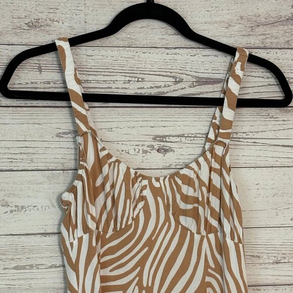 🦃 Forever 21 Tan White Summer Dress Size Small - Picture 4 of 6